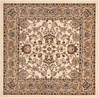Unique Loom Sialk Hill Collection Area Rug - Washington (5' Square Ivory/Black)