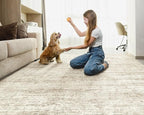 7x9 Area Rug Living Room Rugs - Washable Neutral Modern Abstract Soft Thin Rug Indoor Floor No Slip Rug Carpet for Bedroom Under Dining Table Home Office Decor - Beige/Brown