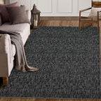 RUGSREAL Bedroom Area Rug 4x6 Modern Abstract Area Rug Stain Resistant Small Living Room Rug Contemporary Dining Room Rug Non-Slip Solid Rug Aesthetic Accent Floor Carpet for Kitchen Office, Black