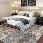 Area Rug Living Room Rugs - 5x7 Washable Large Soft Indoor Neutral Modern Abstract Low Pile Rug Carpet for Bedroom Dining Room Farmhouse Home Office - Grey Brown
