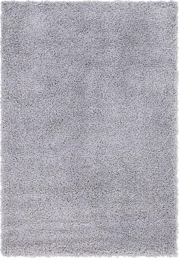 Unique Loom Davos Shag Collection Area Rug - Solid (4' 1" x 6' 1" Rectangle, Sterling)