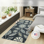 Maples Rugs Reggie Floral Area Rug - Made in USA - Washable, Non Slip, Pet-Friendly Mats for Living Room, Bedroom, and Office, 3'4" x 6', Persian Blue