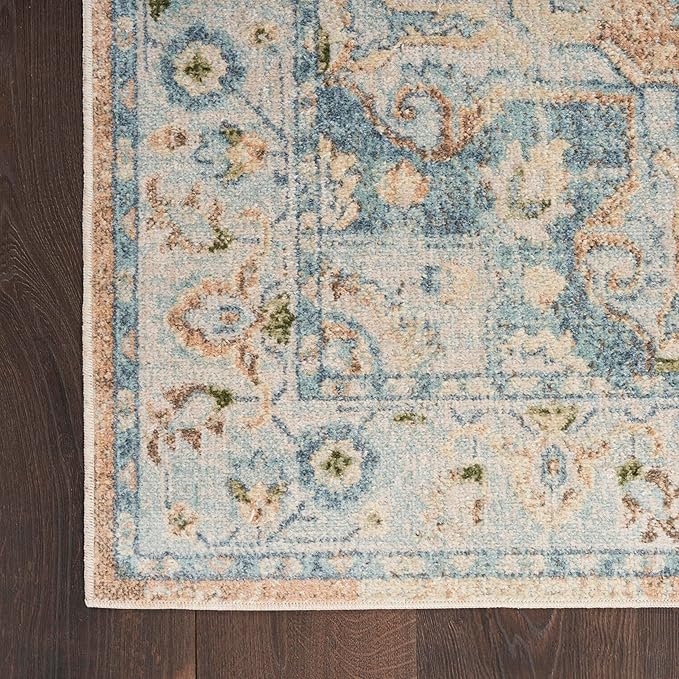 Nourison Home Astra Machine Washable Beige Blue 3'3" x 5' Area Rug - Easy Clean, Non Shedding, Bed Room, Living Room, Dining Room, Kitchen (3' x 5')