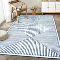 Bloom Rugs Washable Non-Slip 5' x 7' Rug - Blue/Ivory Striped Area Rug for Living Room, Bedroom, Dining Room, and Kitchen - Exact Size: 5' x 7'