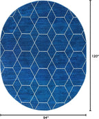 Unique Loom Trellis Frieze Collection Area Rug - Geometric (7' 10" x 10' Oval, Navy Blue/ Ivory)