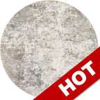 6ft Round Area Rug Living Room Rugs - 6x6 Washable Neutral Modern Abstract Soft Thin Rug Indoor Floor No Slip Rug Carpet for Bedroom Under Dining Table Home Office Decor - Brown Grey