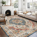 vivorug 3x5 Rug, Small Area Rug for Living Room, Bedroom, Kitchen, Machine Washable Non-Slip Throw Rug, Vintage Carpet for Entryway Nursery Coffee Table - Durable (Beige)