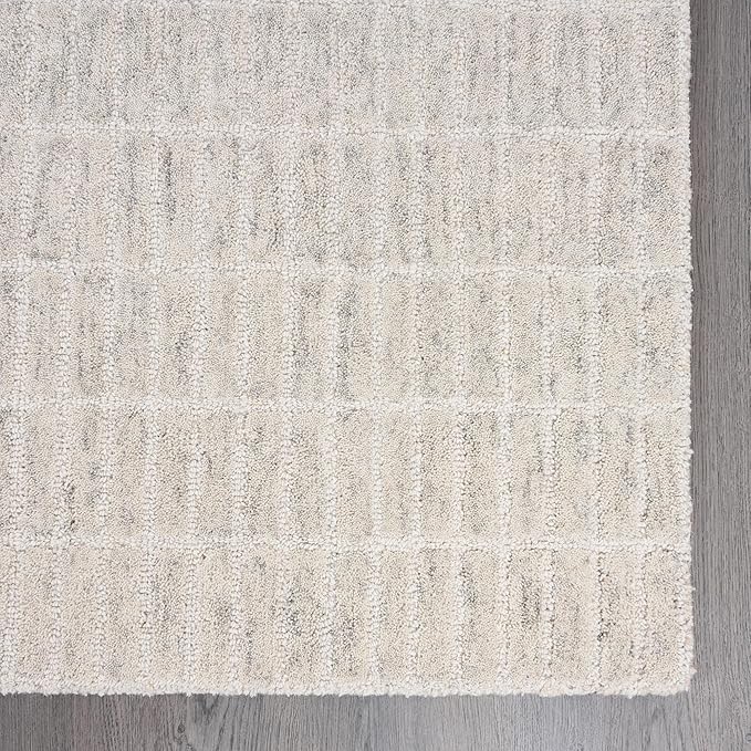 Hand-Tufted 100% Wool Area Rug – Unique Modern Geometric Grid Pattern, Soft Plush Textured Carpet for Living Room, Bedroom, Dining Room & Entryway (Grey, 10' x 14')