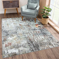 Bloom Rugs Washable Non-Slip 9' x 12' Rug - Gray/Red/Brown Modern Abstract Area Rug for Living Room, Bedroom, Dining Room, and Kitchen - Exact Size: 9' x 12'