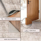 Non Slip 10ft Long Hallway Runner Rug - Beige Brown 2 x 10 Runner Rug, Washable & Waterproof 2x10 Kitchen Floor Mat - Modern Abstract Design Décor