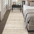 HUGEAR 2x8 Area Rug Beige Vintage Neutral Washable Runner Rug Non Slip Soft Distressed Carpet Low Pile Pet Friendly for Kitchen Hallway Porch Foyer