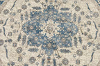 Unique Loom Salzburg Collection Classic Traditional Design Oriental Inspired Border Area Rug (5' 0 x 5' 0 Round, Beige/Blue)