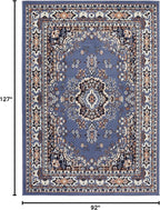 Home Dynamix Premium Sakarya Traditional Medallion Border Area Rug, Country Blue, 7'8"x10'7" Rectangle