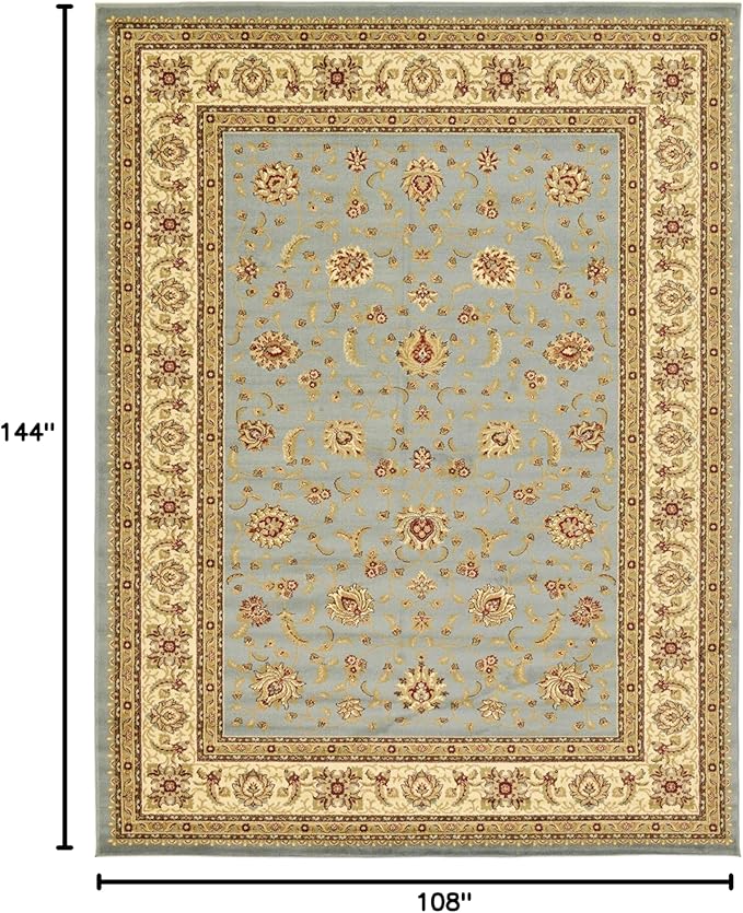 Unique Loom Voyage Collection Traditional Oriental Classic Intricate Design Area Rug (9' 0 x 12' 0 Rectangular, Light Blue/Gold)
