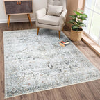 Bloom Rugs Caria Washable Non-Slip 3x5 Rug - Ivory/Gray/Caramel Traditional Area Rug for Living Room, Bedroom, Dining Room, and Kitchen - Exact Size: 3' x 5'