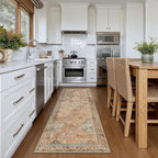 Bavni Runner Rugs 2x7 Kitchen Rug for Hallways Entryway, Washable Vintage Print Carpet, Ultra-Thin Low Pile Lightweight Rug with Non Slip Backing, Sunset Yellow