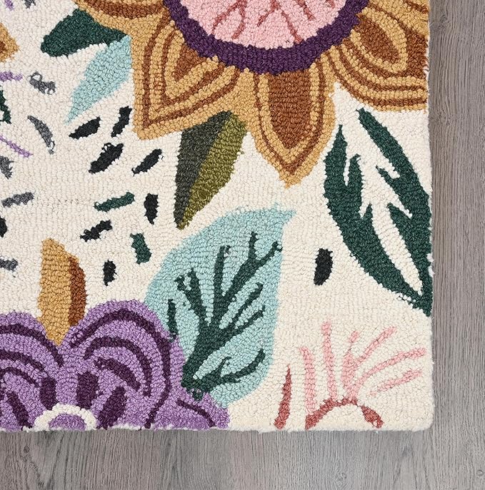 Hand-Tufted Floral Area Rug - Colorful Garden Design with Beautiful Flower Patterns - Modern Style Premium Carpet for Living Room & Bedroom or Kitchen (2.6'x18')