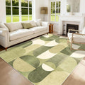 5x7 Area Rugs Green Washable Rug for Living Room Bedroom,Large Modern Geometric Non Slip Carpet for Dining Room Farmhouse Office