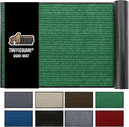 GORILLA GRIP Waterproof Traffic Guard Door Mat, 35x23, Heavy Duty Entryway Mats, Strong Rubber Back Commercial Utility Rugs for Office Hallway, Garage Floor and Home, Low Profile Carpet Runner, Green