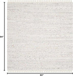 SAFAVIEH Rag Rug Collection Area Rug - 7' Square, Ivory & Multi, Handmade Boho Stripe Cotton, Ideal for High Traffic Areas in Living Room, Bedroom (RAR121G)