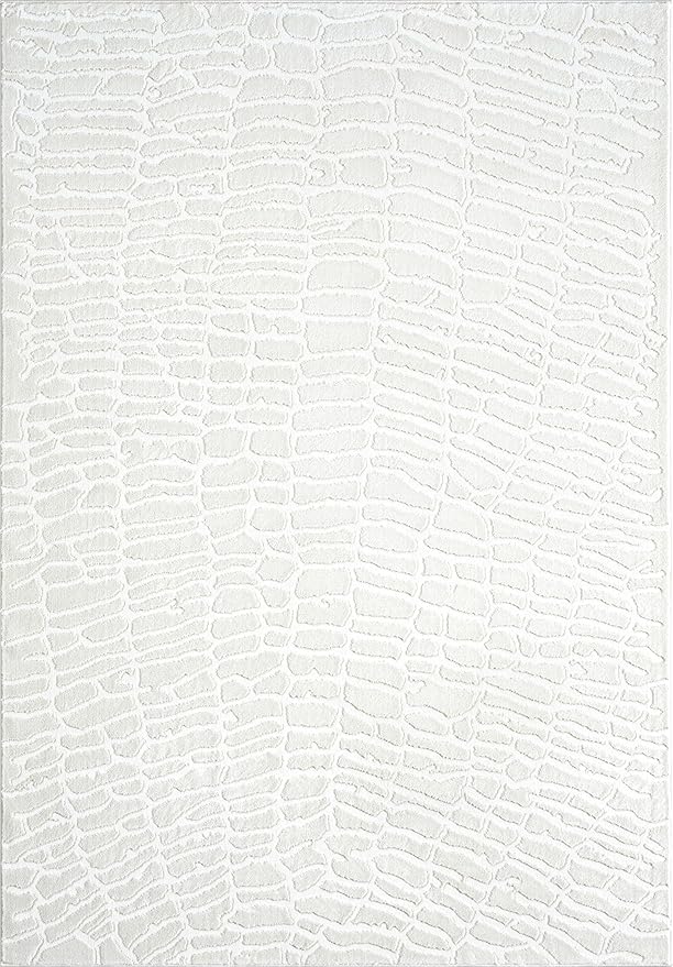 Abani Cream Area Rug for Living Room, Bedroom - Pebble Pattern - 8 x 10 - Durable & Easy to Clean