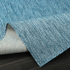 Beverly Rug Indoor Outdoor Rug 9x12, Washable Outside Carpet for Patio, Deck, Porch, Solid Modern Area Rug, Water Resistant, Aqua Blue