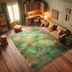 Ambesonne Abstract Decorative Rug, Autumn Leafless Branches with Watercolor Look Dreamy Back Jungle Tones, Quality Carpet for Bedroom Dorm and Living Room, 2' 2" x 3' 7", Jade Green Pale Coffee