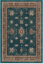 RUGGABLE Washable Vintage Area Rug – Verena Teal Blue 4x6, Stain-Resistant, Non-Slip – Medium Machine Washable Rugs for Living Room, Bedroom, Hallway, Entryway & Office–with Standard Pad