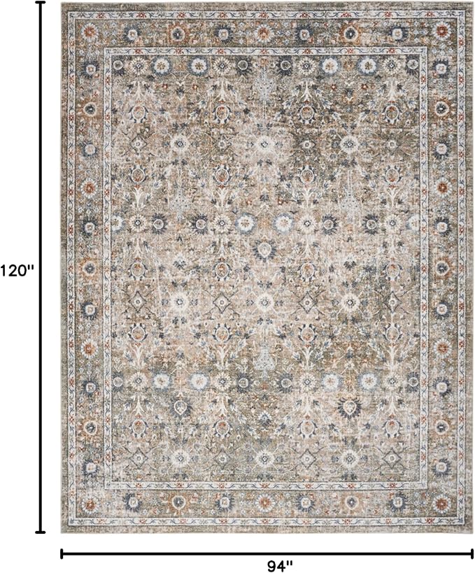 Nourison Home Astra Machine Washable Gold Grey 7'10" x 10' Area Rug - Easy Clean, Non Shedding, Bed Room, Living Room, Dining Room, Kitchen (8' x 10')