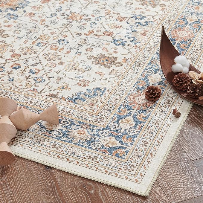 jinchan Runner Rug 2x5 Washable Hallway Rug Distressed Orange Multi Vintage Floral Runner Kitchen Floor Cover Indoor Mat Retro Entryway Living Room Bedroom Office Farmhouse