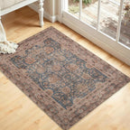 Kuden 3x5 Small Rug, Machine Washable, Non-Slip Backing, Vintage Style, Soft, Low Pile, Area Rugs for Entryway Kitchen Indoor Entrance