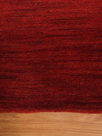 Hand Knotted Loom Wool ECO-Friendly Area Rugs - 6'x6', Square, Red Color, Solid Plain Design, High Pile Thick Handmade Anti Skid Area Rugs for Living Room, Bed Room (L00111)