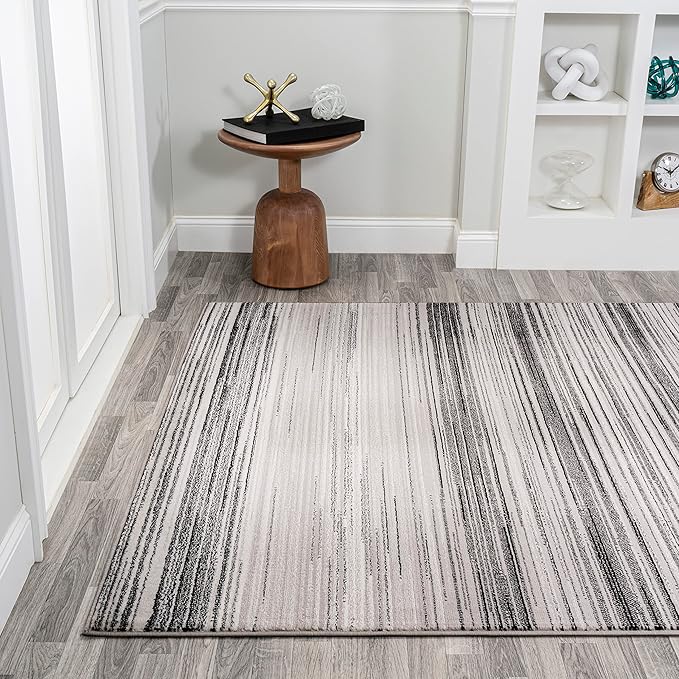 JONATHAN Y Austin Gradient Striped Gray/Black Indoor Area Rug, 4x6, Modern, Contemporary, Easy-Cleaning for Living Room, Bedroom, Kitchen, Pet Friendly, Non-Shedding (LUX103A-4)
