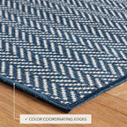 Dash and Albert Herringbone Machine Washable Area Rug - Runner - 2.5' x 8' Navy - Geometric Accent Rug - Anti-Slip Backing, Lightweight, Machine Washable, High Traffic Area Kitchen, Mudroom, Entryway