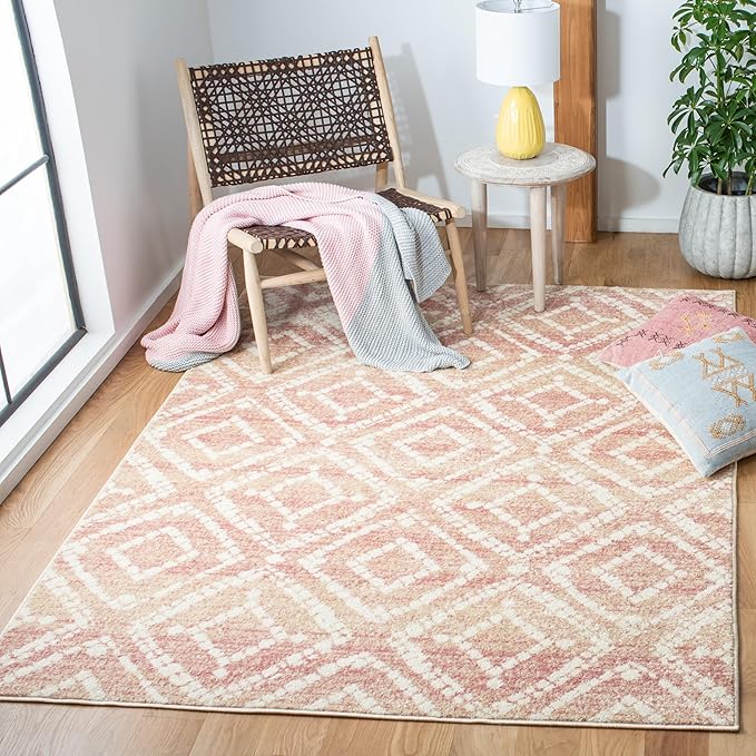 SAFAVIEH Adirondack Collection Area Rug - 6' x 9', Rose & Gold, Modern Diamond Distressed Design, Non-Shedding & Easy Care, Ideal for High Traffic Areas in Living Room, Bedroom (ADR131Q)