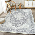 Bloom Rugs Washable Non-Slip 3' x 5' Rug - Charcoal Blue Traditional Medallion Area Rug for Living Room, Bedroom, Dining Room, and Kitchen - Exact Size: 3' x 5'