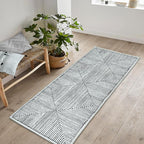 Bloom Rugs Washable Non-Slip 12 ft Runner - Black/Ivory Striped Runner for Entryway, Hallway, Bathroom, and Kitchen - Exact Size: 2.5' x 12'