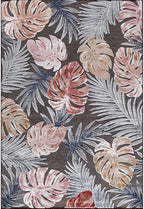 CAMILSON Indoor Outdoor Rug, Brown 4x6 Leaf Tropical Botanical Area Rugs for Indoor and Outdoor patios, Easy-Cleaning Non-Shedding Living Room, Garden and Kitchen Washable Outside Carpet (4 x 6)
