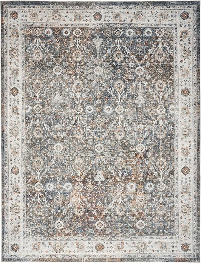 Nourison Home Astra Machine Washable Ivory Multicolor 6'7" x 9' Area Rug - Easy Clean, Non Shedding, Bed Room, Living Room, Dining Room, Kitchen (7' x 9')