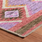 Dash & Albert Rhapsody Spice Machine Washable Rug, 3 X 5 Feet, Red/Purple Graphic Pattern - Premium Luxury Hotel Quality Soft Breathable Hypoallergenic Machine Washable Easy Care All Season