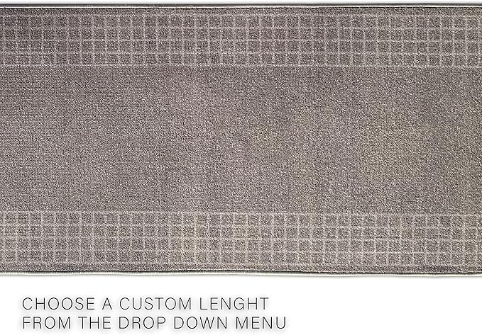 Custom Made Runner Rug for Kitchen Foyer Hallway Entry Choose Your Length 31 Inch Wide Geometric Checkered Design Grey Color (7 feet x 31 Inch)