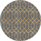 Unique Loom Glam Collection Area Rug - Trellis (5' 3" Round, Gray Gold/ Gold)