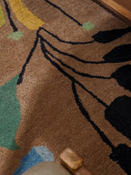 Rugsotic Carpets Hand Tufted Wool ECO-Friendly Area Rugs - 4'x6', Rectangle Shape, Camel, Floral Modern Design, High Pile Thick Handmade Anti Skid Area Rugs for Living Room, Bed Room (K00219)
