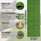 Ottomanson Artificial Grass Turf 2'7" x 17' Indoor Outdoor Faux Grass Rug with Drainage Holes, Customizable with Extra Long Size Options, Perfect for Patio Lawn Balcony Weddings Photoshoot Backdrop