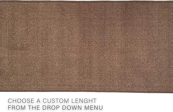 Custom Made Runner Rug Low Pile with Rubber Backing for Kitchen Foyer Hallway Entry Choose Your Length Size 31 Inch Wide Solid and Plain Brown Color (6 feet x 31 Inch)