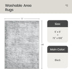 Valenrug Washable Rugs 6x9 - Non Slip 6x9 Area Rugs for Living Room, Stain Resistant Area Rugs for Bedroom, Foldable Machine Washable Area Rug(6'x9', Black)