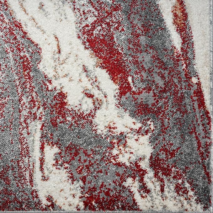 LUXE WEAVERS Lagos Collection 7983 Abstract Red 8x10 Art Deco Geometric Area Rug