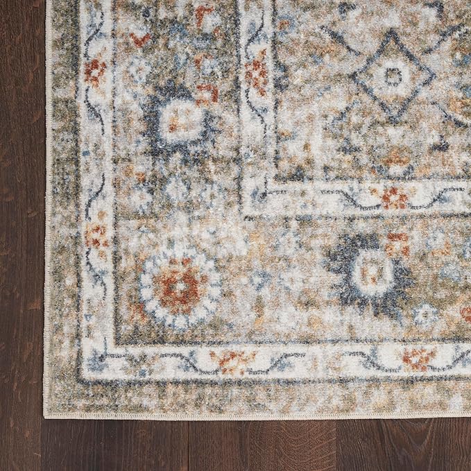 Nourison Home Astra Machine Washable Gold Grey 7'10" x 10' Area Rug - Easy Clean, Non Shedding, Bed Room, Living Room, Dining Room, Kitchen (8' x 10')