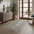 Bavni 3x5 Area Rug for Living Room Bedroom, Washable Boho Print Vintage Aesthetic Rug, Ultra-Thin Low Pile Rugs for Entryway Playroom with Non Slip Backing, Grey
