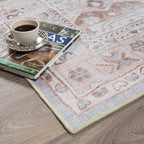 Fame Rugs Turkish Rug. Washable Vintage Oriental Antique Inspired Traditional Doormat Small Modern Area Rugs Luxury Entryway Entry Bedroom Bathroom Kitchen (403CC, 5'9 x 8'9)